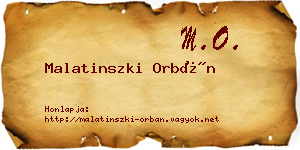 Malatinszki Orbán névjegykártya